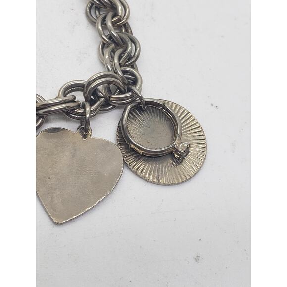 Vintage Chunky Charm Bracelet Heart Ring Charm Wedding Anniversary Engravable - Picture 7 of 12